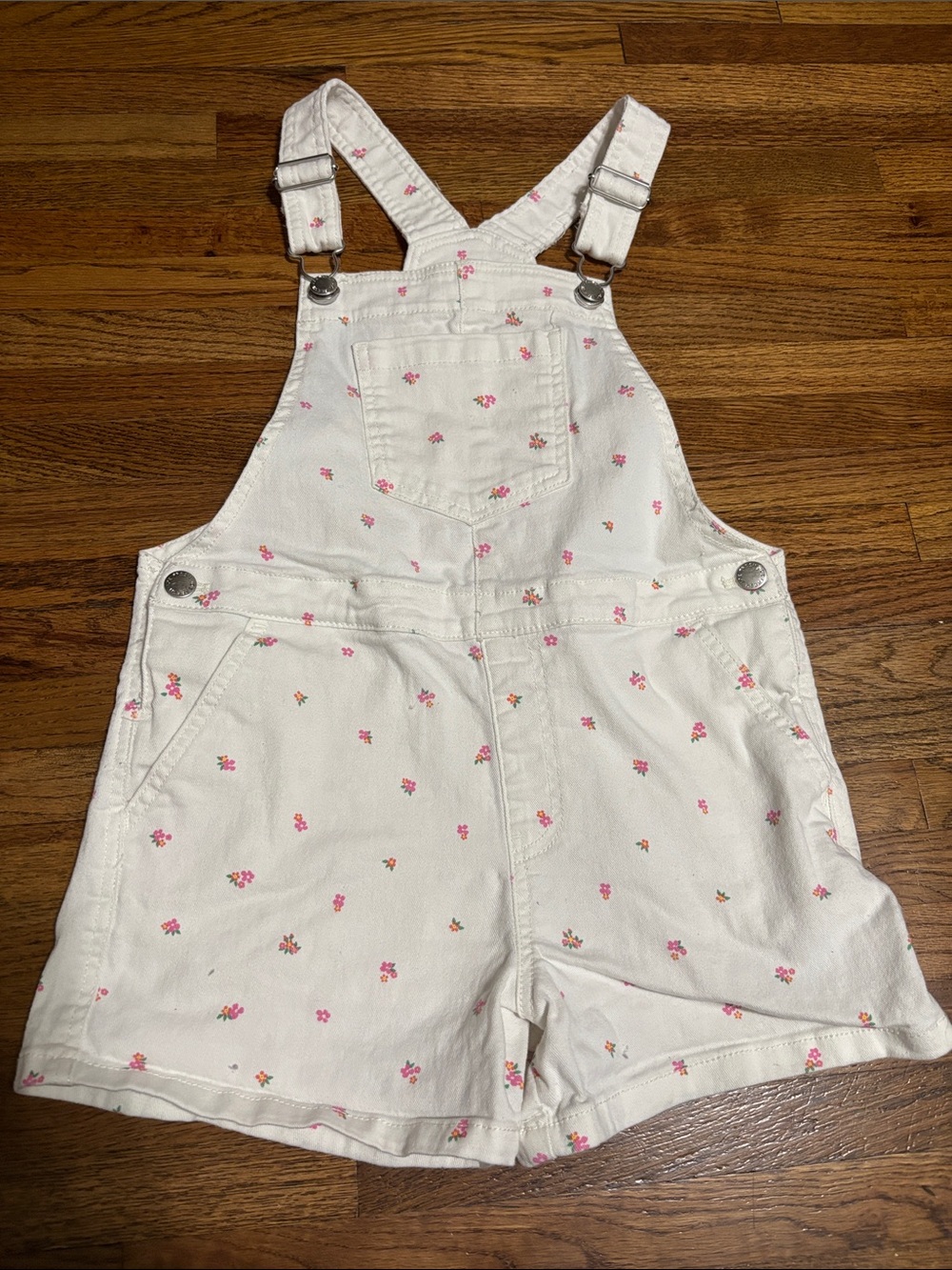 Joe Fresh white girls floral overall shorts